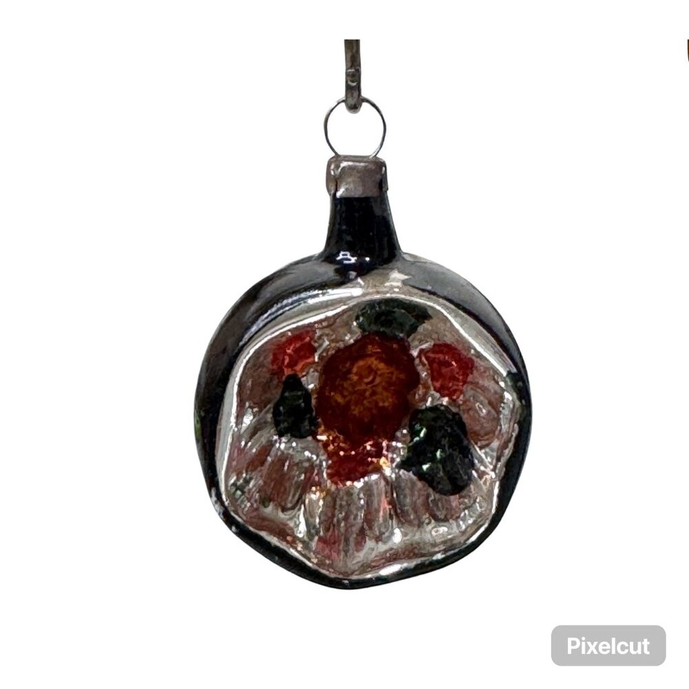 Vintage Artisan Flower Indented Germany Mercury Glass Christmas Ornament 2"